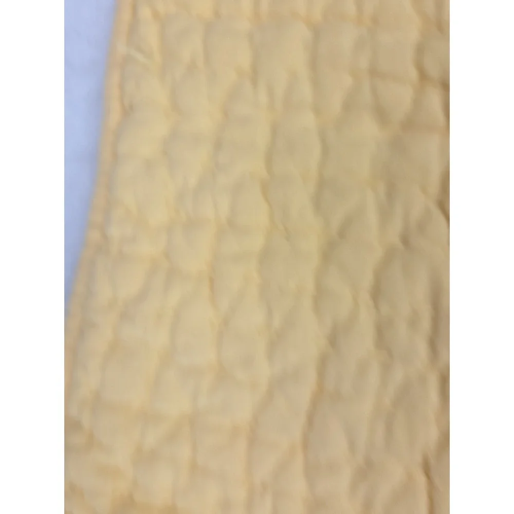 2 Pottery Barn Pick Stitch Quilted Standard Shams Cotton Linen Yellow Tie 2009